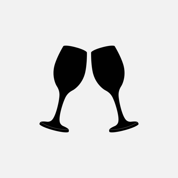 Icono de salud aislado sobre fondo blanco. Dos copas de vino silueta. - Vector, Imagen