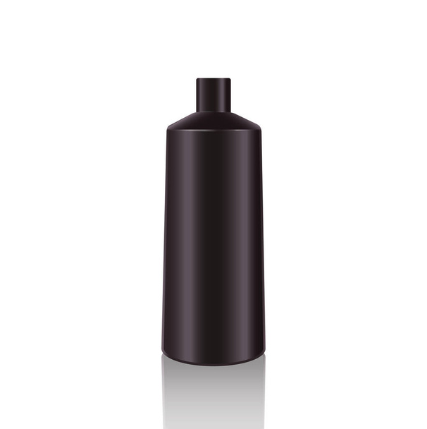 Cosmetic Bottles. Realistic Black Bottle For Essential Oil And Tube Or Container For Cream, Ointment, Lotion. Mock Upset. Cosmetic Vial, Flask, Dropper-Bottle, Shampoo. Vector Illustration. - Vector, Image