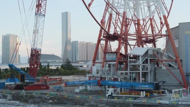 Снятие колеса обозрения в Токио Одайба Сентябрь 2022 года - Кадры, видео