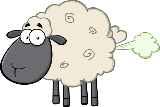 Black Head Sheep  With Cloud. - Vector, Image