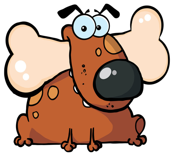 cartoon dog with bone - Vector, Image
