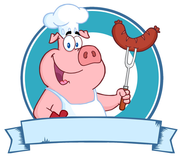 Chef de cerdo feliz
 - Vector, imagen