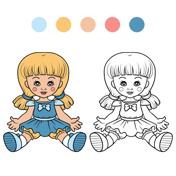 Libro para colorear (muñeca
) - Vector, imagen