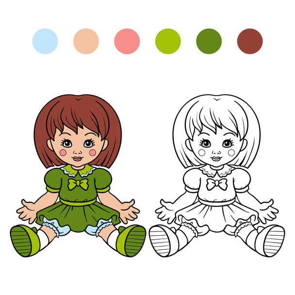 Coloring book (doll) - Vector, Image