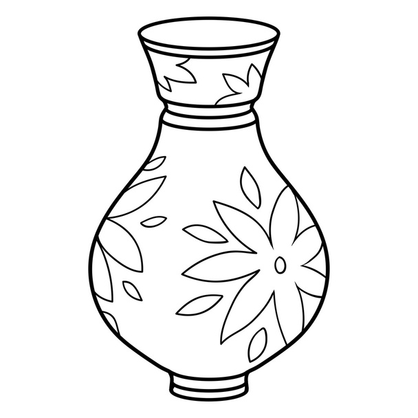 塗り絵 (花瓶) - ベクター画像