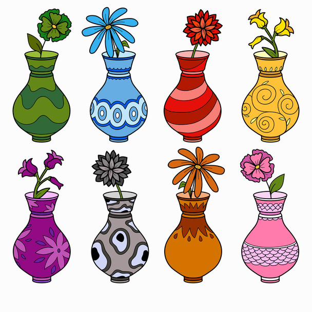 Vektor csoportja, vázák, tanulmány, a színek a gyermekek számára - Vektor, kép