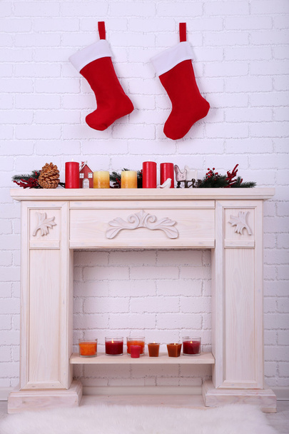 Christmas socks on wall - Foto, Imagem