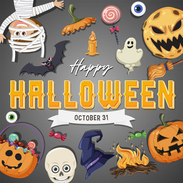 Happy Halloween Poster Template illustration - Vector, imagen
