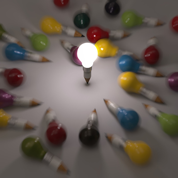 рисование идеи карандаш и лампочка концепция творческих и лидеров
 - Фото, изображение