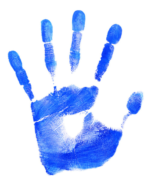 Blue print of human palm - Фото, зображення