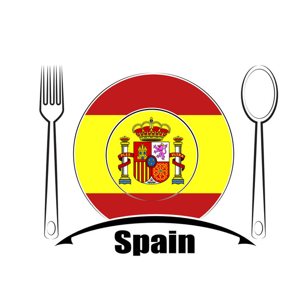 Logo alimentare realizzato con la bandiera di Spain - Vettoriali, immagini