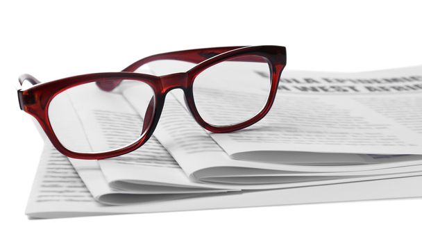 Glasses and newspapers background - Photo, Image