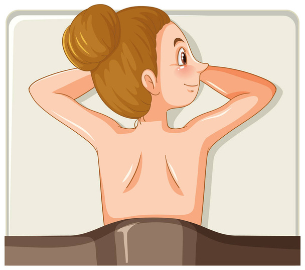 Πλάτη της γυναίκας που βρίσκεται σε spa κρεβάτι εικονογράφηση - Διάνυσμα, εικόνα