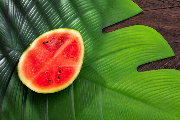 Ripe and fresh tropical fruit watermelon - Citrullus lanatus - Foto, Imagen