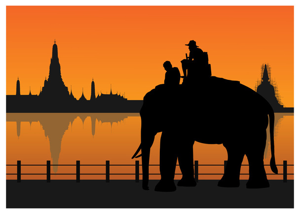Turystów na słonia - Wektor, obraz