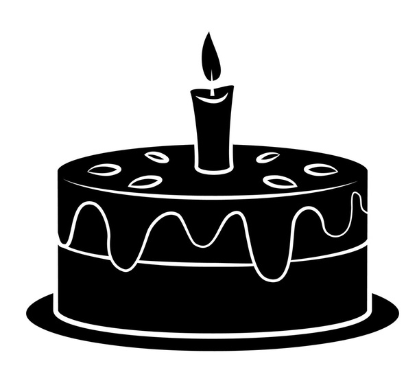 Black Silhoutte of Birthday Cake - Vector, Imagen