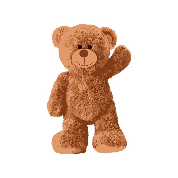 Cute brown bear doll vector illustration. Funny bear. - Vector, imagen