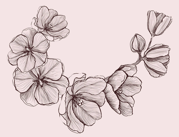 Art graphic vector element with tulip flowers - Vector, Imagen
