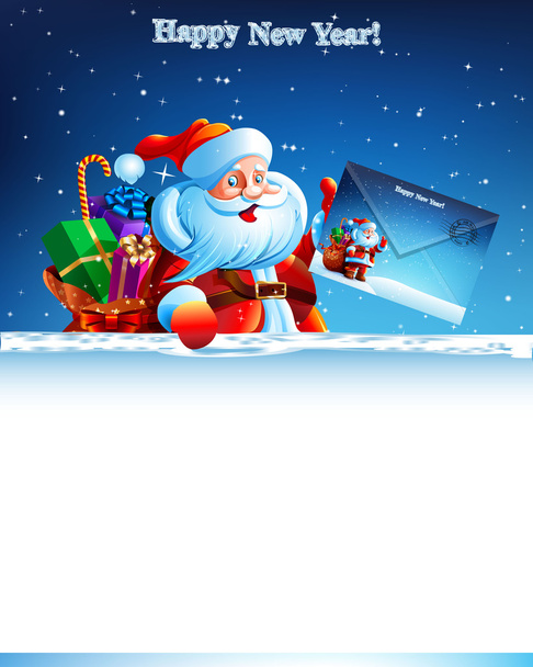 Santa Claus con una bolsa de regalos sosteniendo un sobre
 - Vector, Imagen