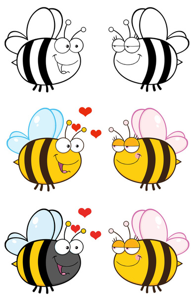 恋漫画蜂のカップル - ベクター画像