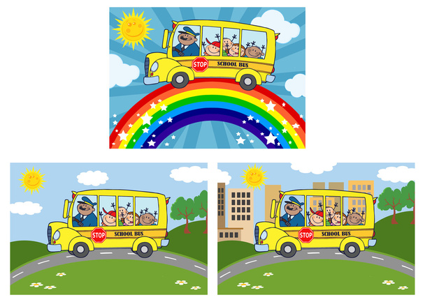 iskolabusz készlet - Vektor, kép