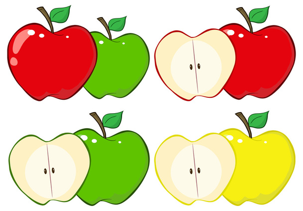 Conjunto de maçãs dos desenhos animados
 - Vetor, Imagem
