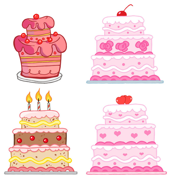 birthday cake  set - ベクター画像