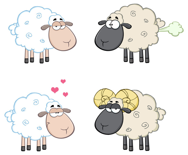 Set di pecore cartone animato
 - Vettoriali, immagini