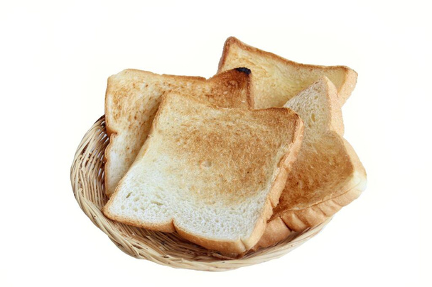 スライストーストパン隔離された白い背景 - 写真・画像
