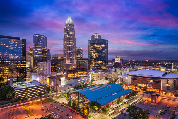 Aerial Of Downtown Charlotte North Carolina Usa Stock Photo
