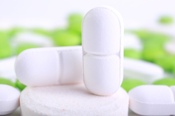 close up of pills capsule isolated on white background - Photo, Image