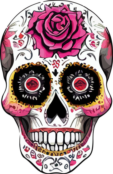 Логотип мексиканской катрины черепа сахара. Векторная иллюстрация - Вектор,изображение