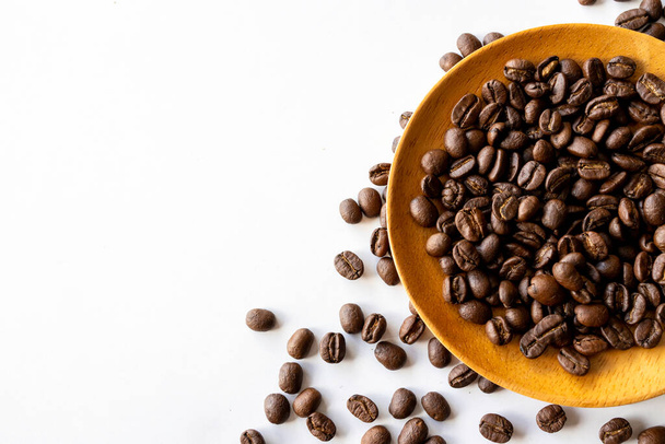 coffee bean on white table background. top view. space for text - Foto, Bild