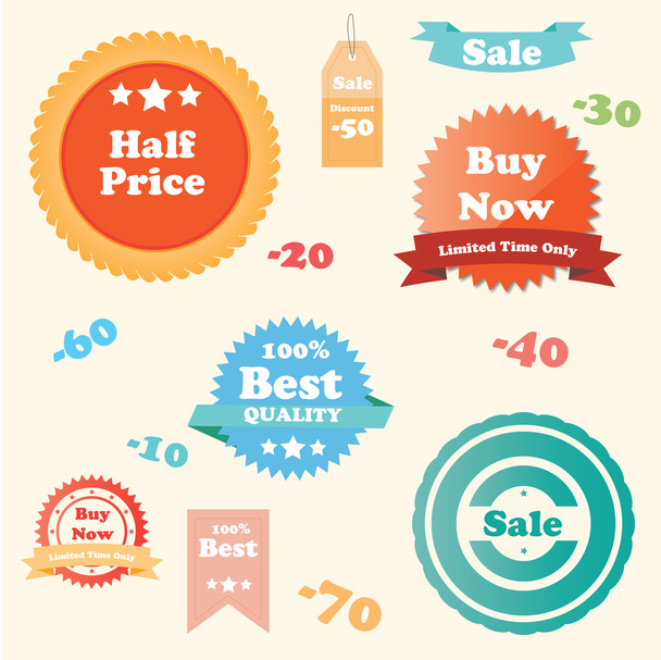 Illustration of different sale and discount tags - Vector, afbeelding