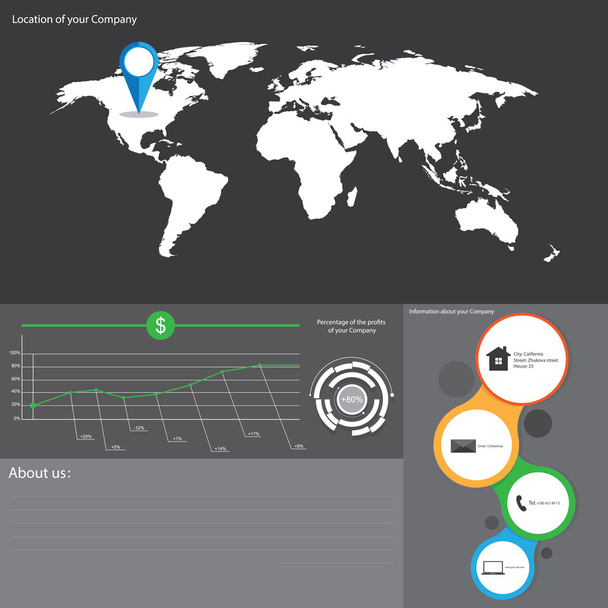 Infographics about your company, and World Map - Vector, afbeelding