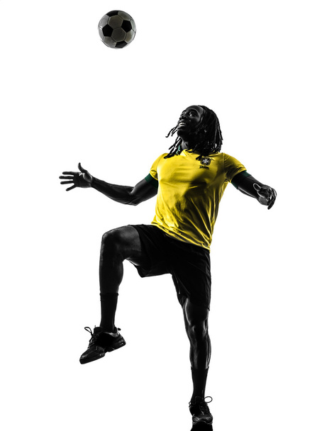 one black Brazilian soccer football player man silhouette - Photo, Image