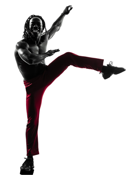 african man exercising fitness zumba dancing silhouette - Foto, imagen