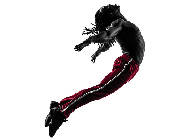 african man exercising fitness zumba dancing silhouette - Fotografie, Obrázek
