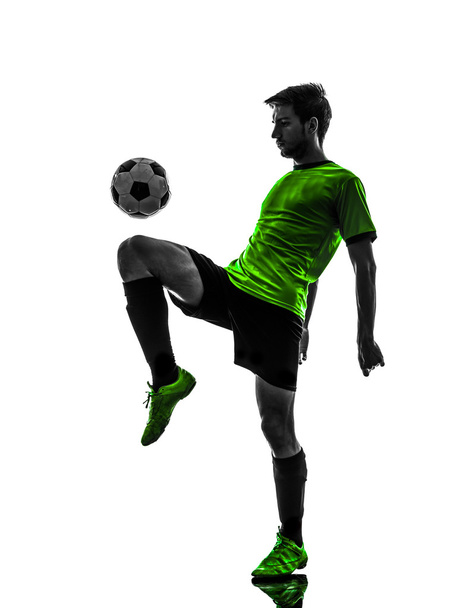 soccer football player young man juggling silhouette - 写真・画像