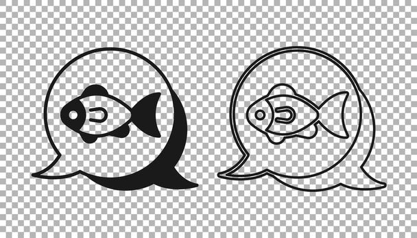 Black Fish icon isolated on transparent background. Vector. - Vector, Image