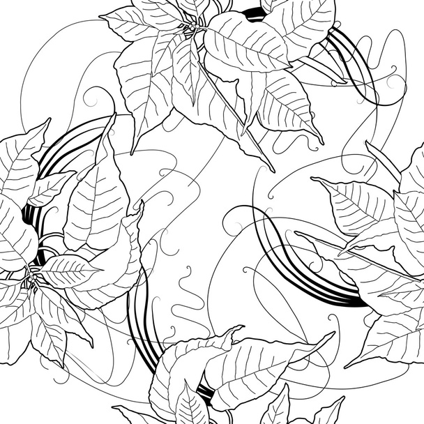 Seamless pattern with black and white poinsettia - Vecteur, image
