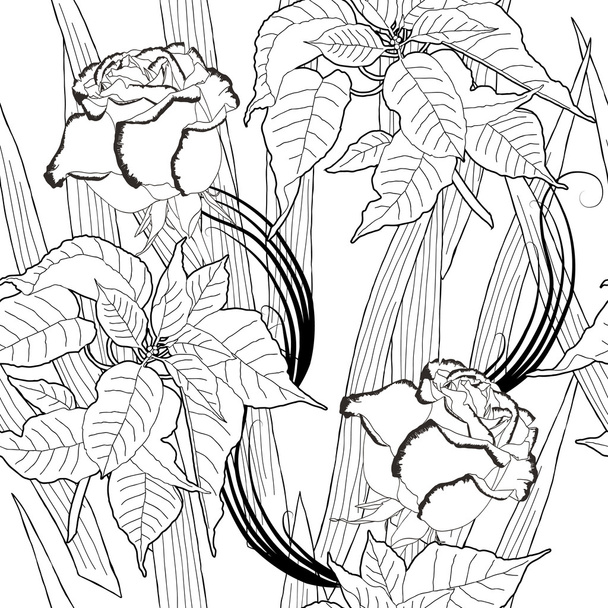 Seamless pattern with black and white poinsettia - Wektor, obraz