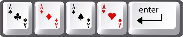 Four aces poker hand computer keyboard keys - Vector, Image