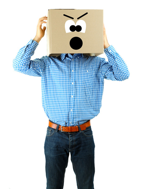 Man with cardboard box - Zdjęcie, obraz