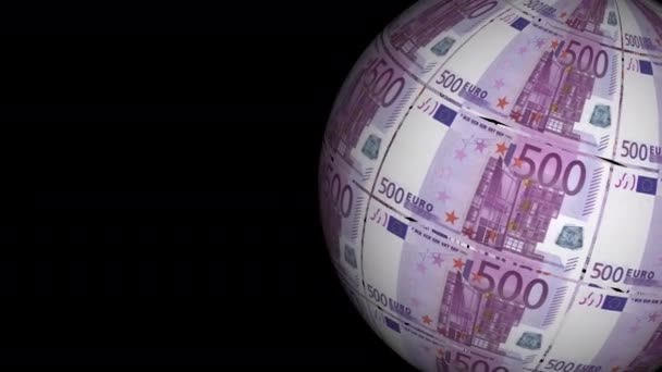 Notas de Dinheiro Euro no World Globe Loop e Fundo 4K Sem Costuras  - Filmagem, Vídeo