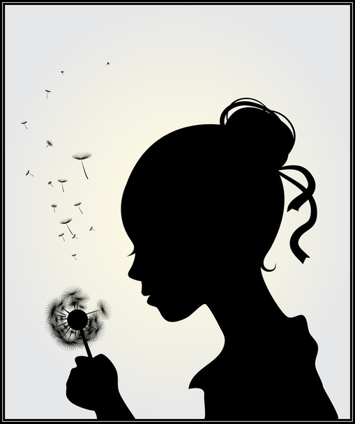 Girl with dandelion - Διάνυσμα, εικόνα