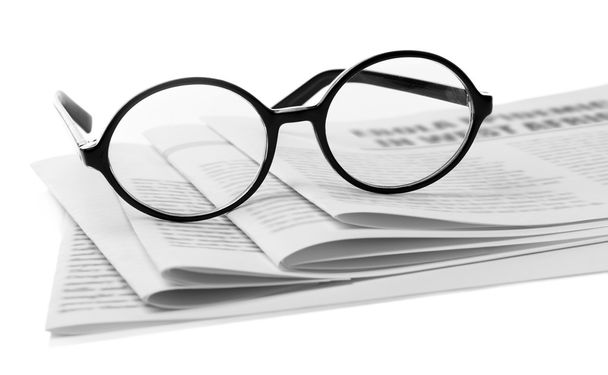 Glasses and newspapers close-up - Photo, Image