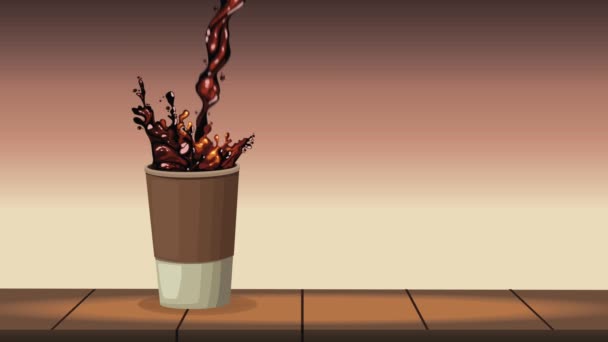 lettering pausa caffè con take away pot, 4k video animato - Filmati, video