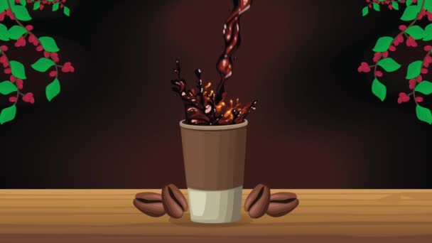 café boisson à emporter pot, 4k vidéo animée - Séquence, vidéo
