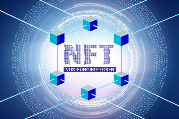 Abbildung der NFT - nicht fungible Token - Foto, Bild